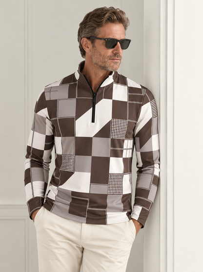 Fairway Patchwork Men's Lightweight Golf Shirt Quarterzip UPF50+