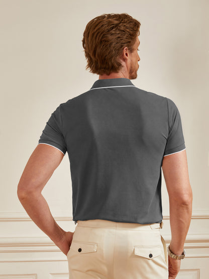 CotFlex Men's Piqué Cotton Blend Polo Top Quarterzip