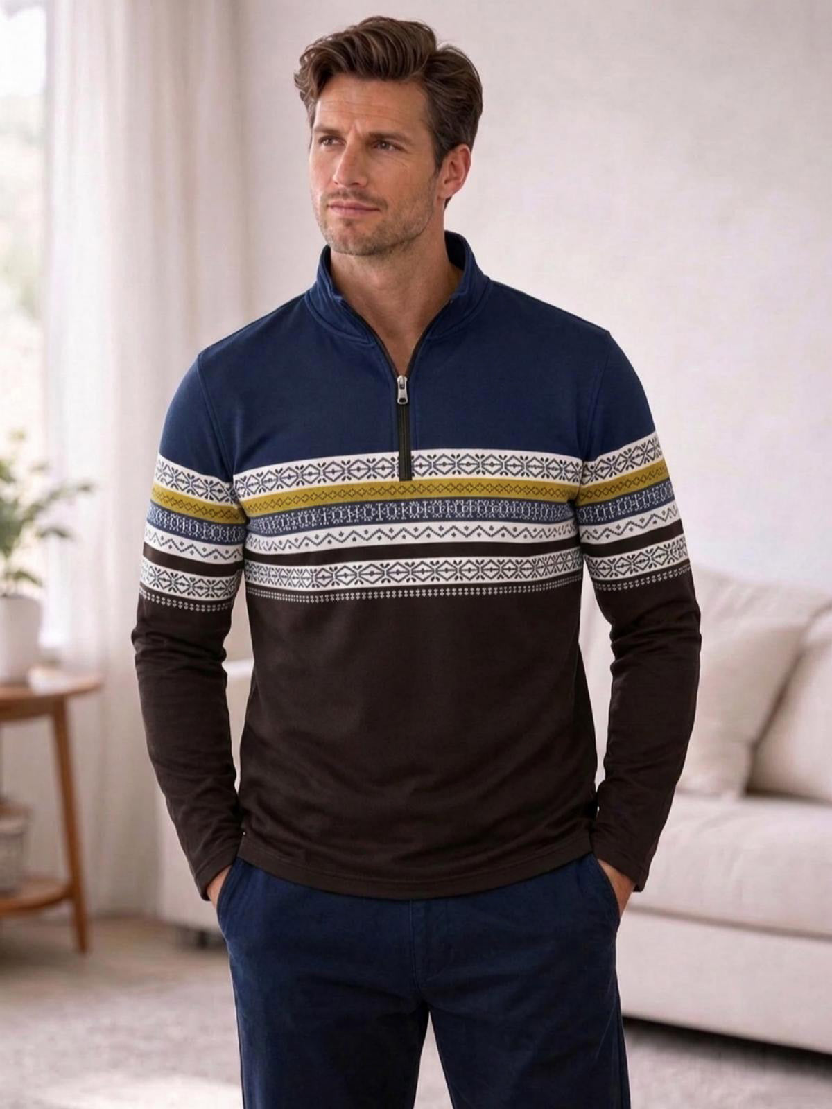 Playful Nautical Men's Lightweight Golf Shirt Quarterzip UPF50+
