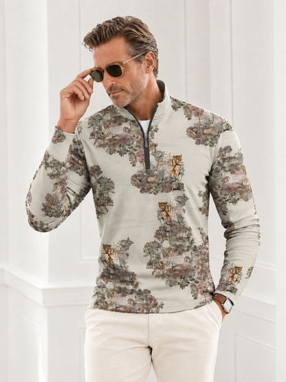 Botanical Energy Men's Lightweight Golf Shirt Quarterzip UPF50+