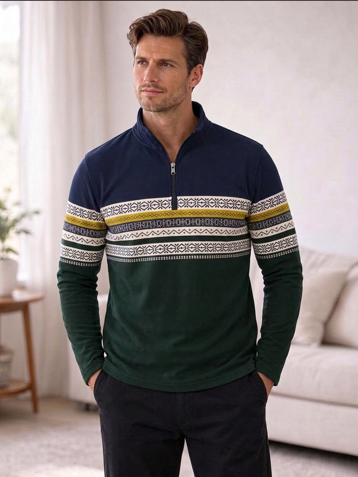 Playful Nautical Men's Lightweight Golf Shirt Quarterzip UPF50+