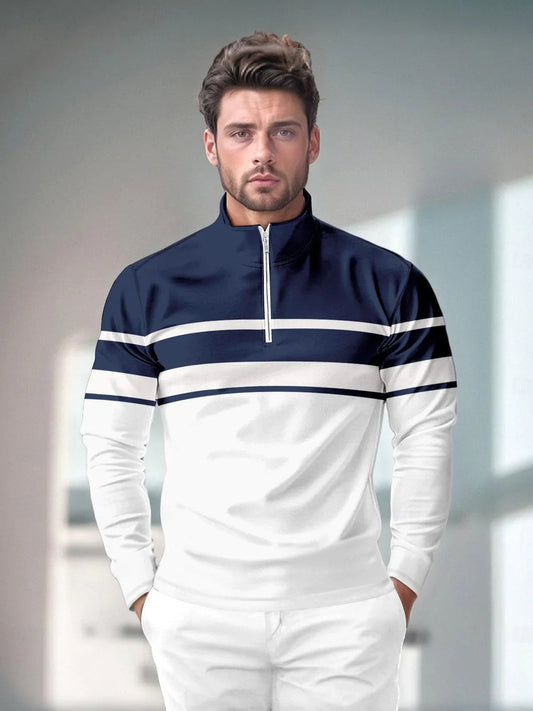Polo de golf fantaisie nautique avec fermeture éclair 1/4 et protection UPF50+