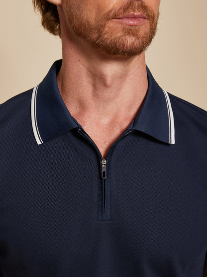 NudeMod Men's Cotton-Modal Polo Top Quarterzip