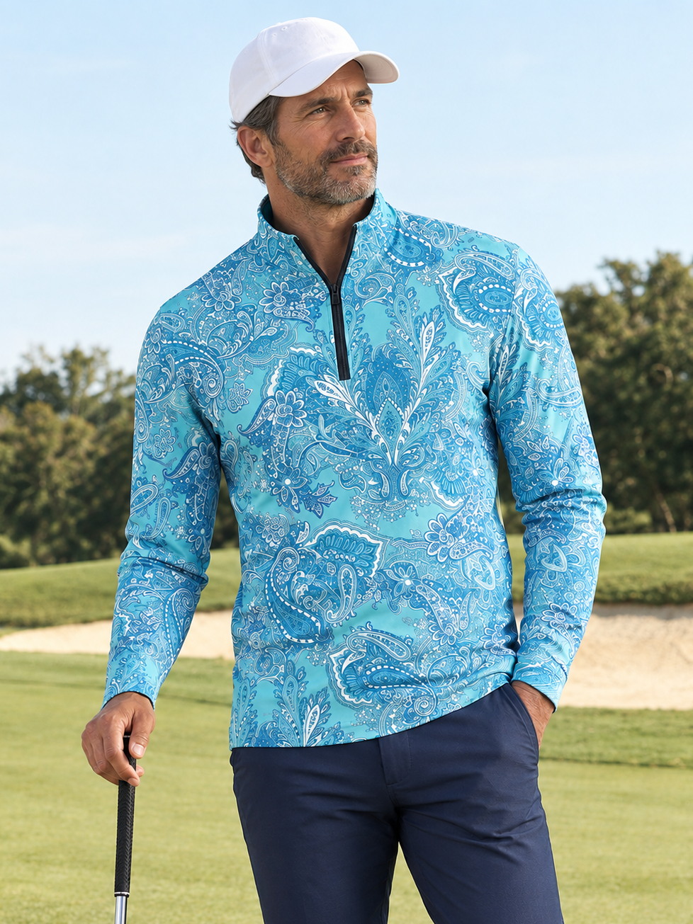 Paisley Heritage Men's Lightweight Golf Shirt Quarterzip UPF50+