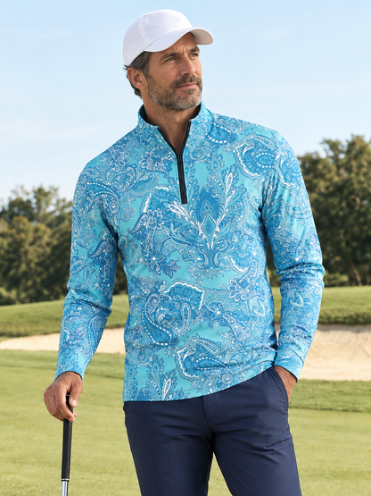 Paisley Heritage Men's Lightweight Golf Shirt Quarterzip UPF50+