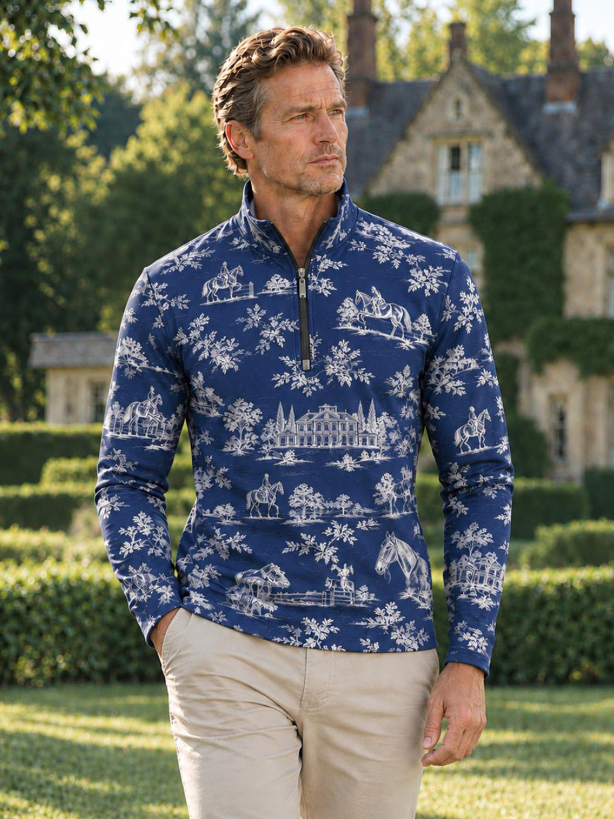 Equestrian Heritage Men's Lightweight Golf Shirt Quarterzip UPF50+