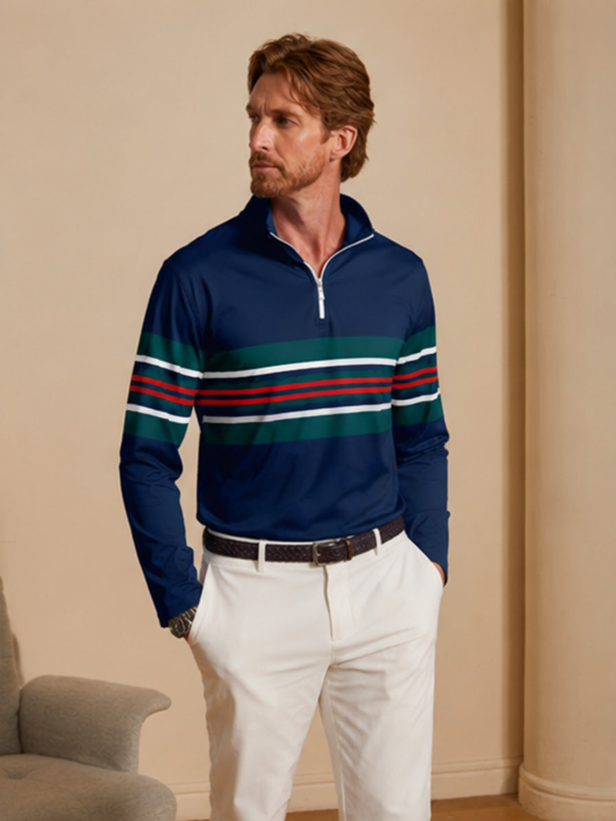 Playful Nautical Men's Golf Shirt Quarterzip UPF50+