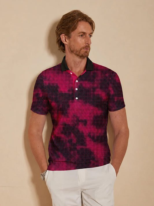 Inked Skins Men's Ribbed Collar Polo Top UPF50+