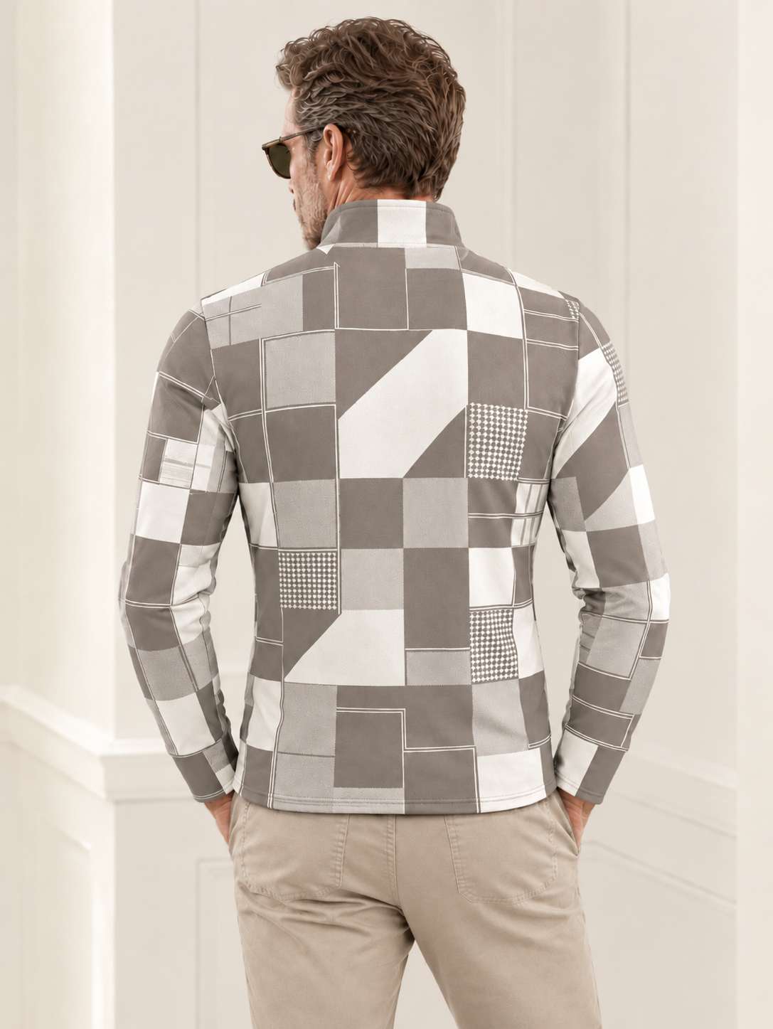 Fairway Patchwork Men's Lightweight Golf Shirt Quarterzip UPF50+