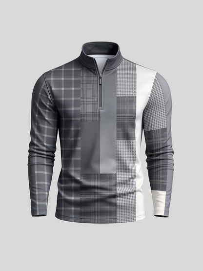 Fairway Patchwork Men's Lightweight Golf Shirt Quarterzip UPF50+
