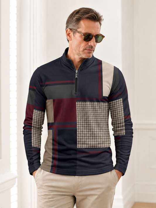 Fairway Patchwork Men's Lightweight Golf Shirt Quarterzip UPF50+