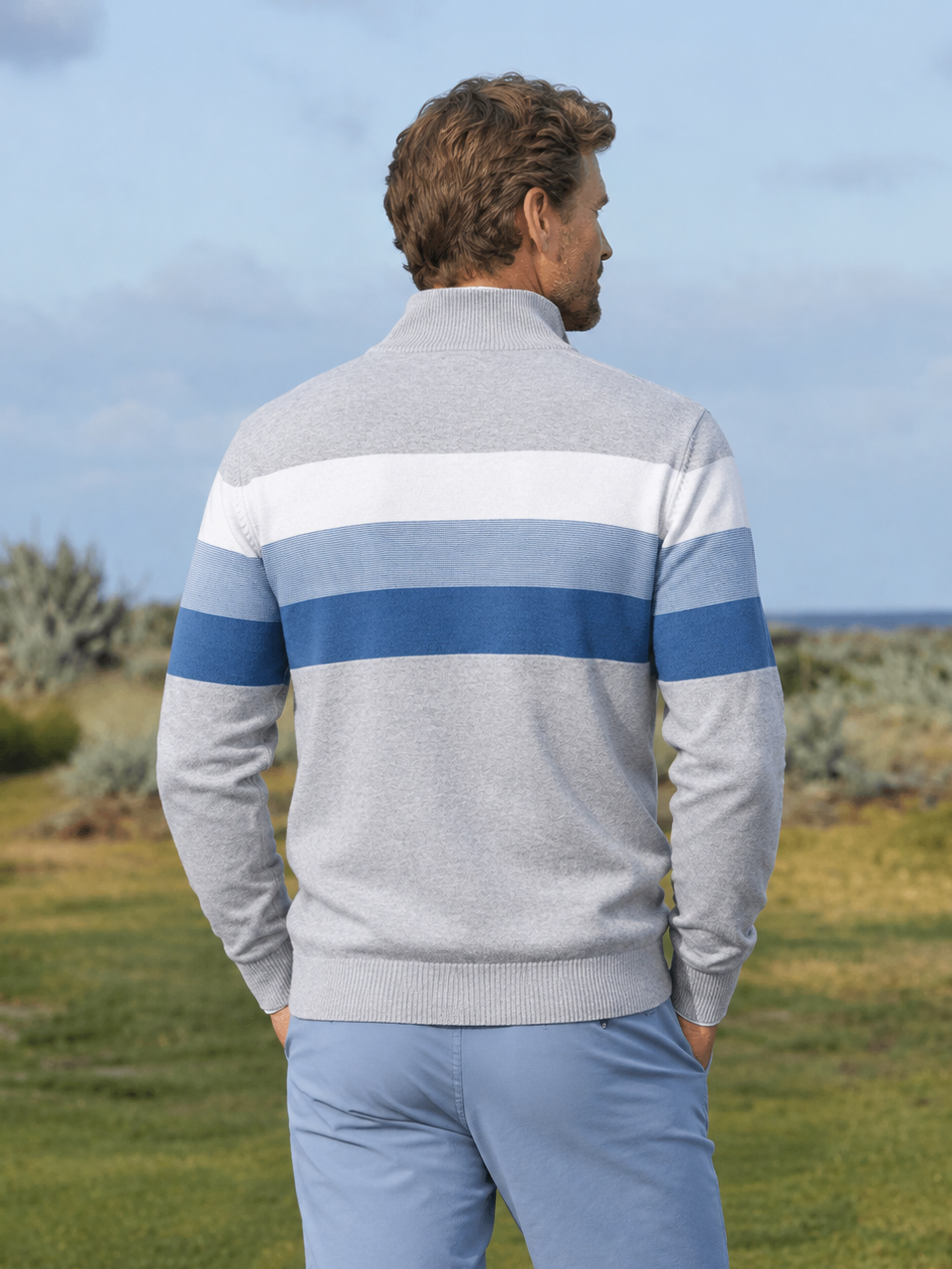 More Than Basic Men's Midweight Golf Quarter Zip Sweater