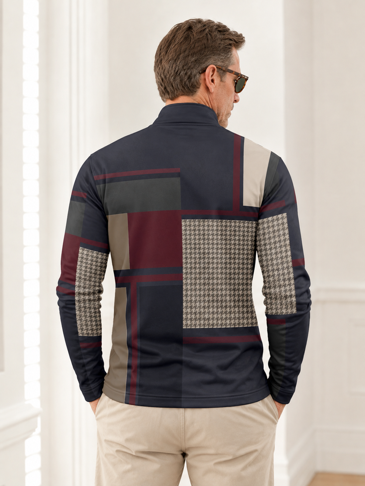 Fairway Patchwork Men's Lightweight Golf Shirt Quarterzip UPF50+