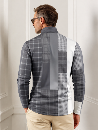 Fairway Patchwork Men's Lightweight Golf Shirt Quarterzip UPF50+