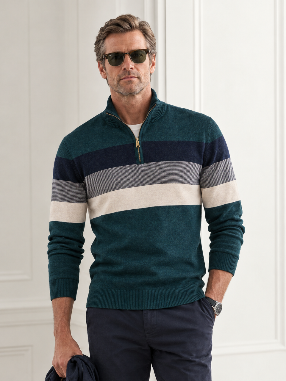 More Than Basic Men's Midweight Golf Quarter Zip Sweater