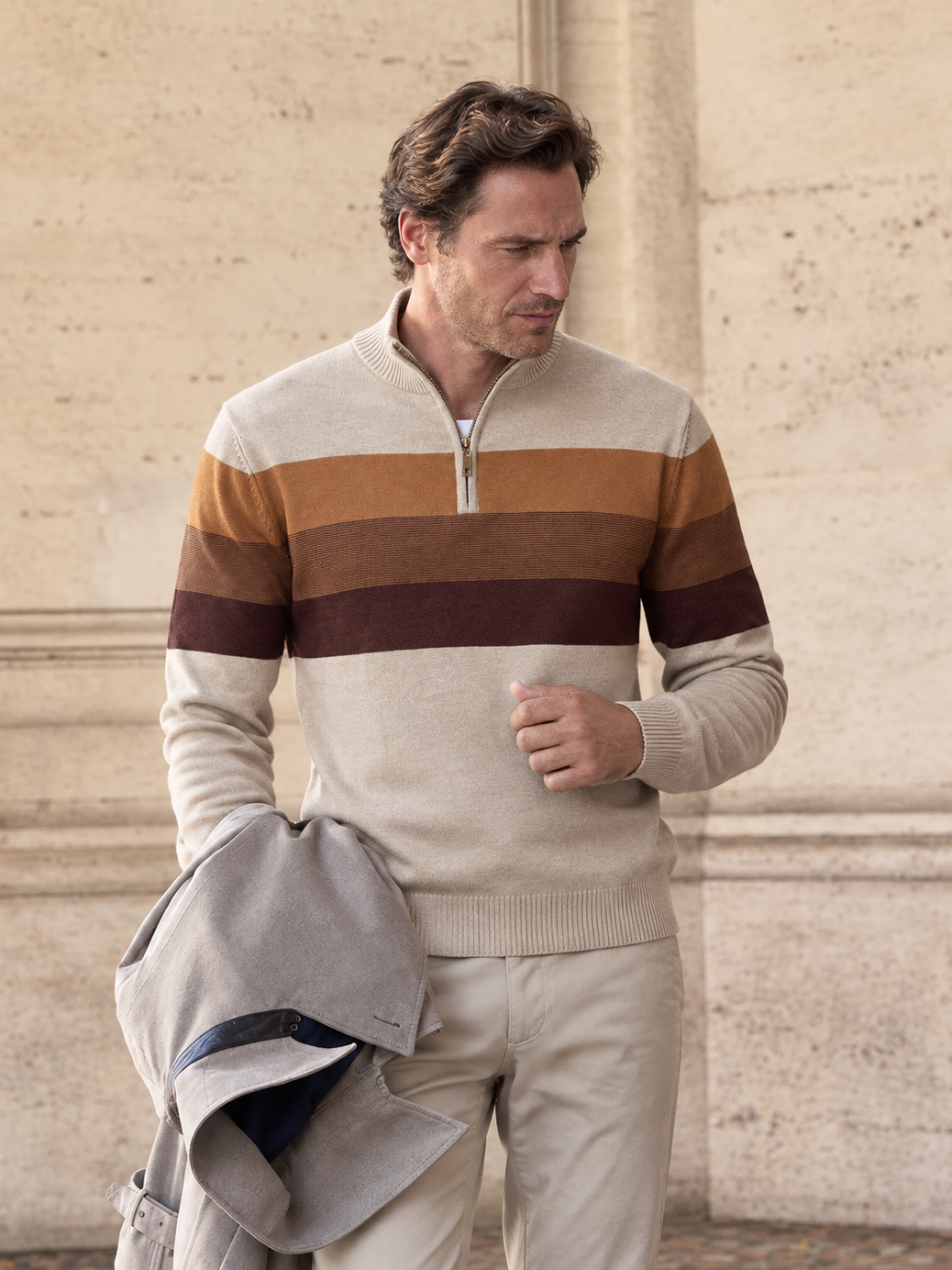 More Than Basic Men's Midweight Golf Quarter Zip Sweater