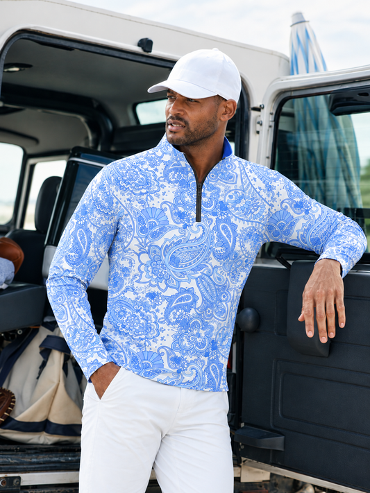 Paisley Heritage Men's Lightweight Golf Shirt Quarterzip UPF50+