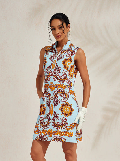 Premium Sleeveless Mock Neck 35.5 Inch Dress UPF50+