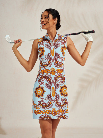 Premium Sleeveless Mock Neck 35.5 Inch Dress UPF50+
