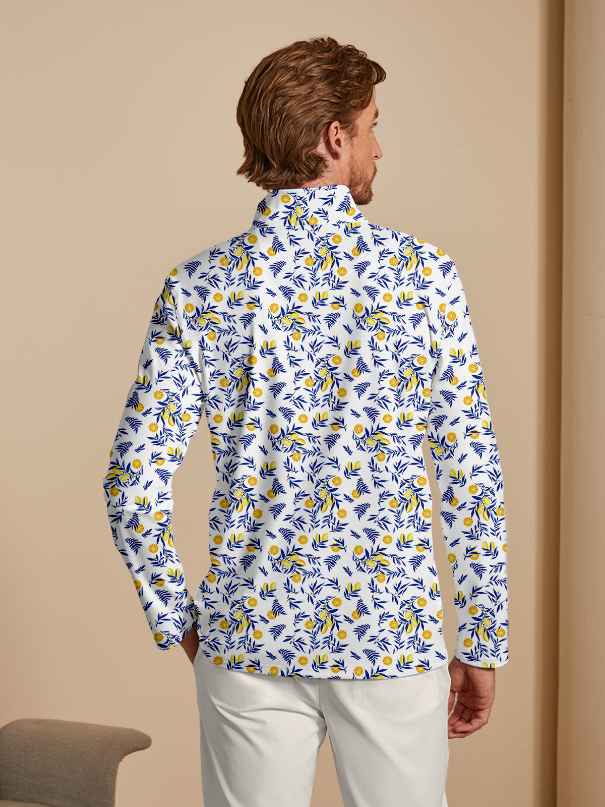 Botanical Energy Men's Lightweight Golf Shirt Quarterzip UPF50+
