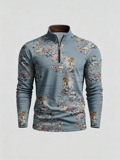 Botanical Energy Men's Lightweight Golf Shirt Quarterzip UPF50+
