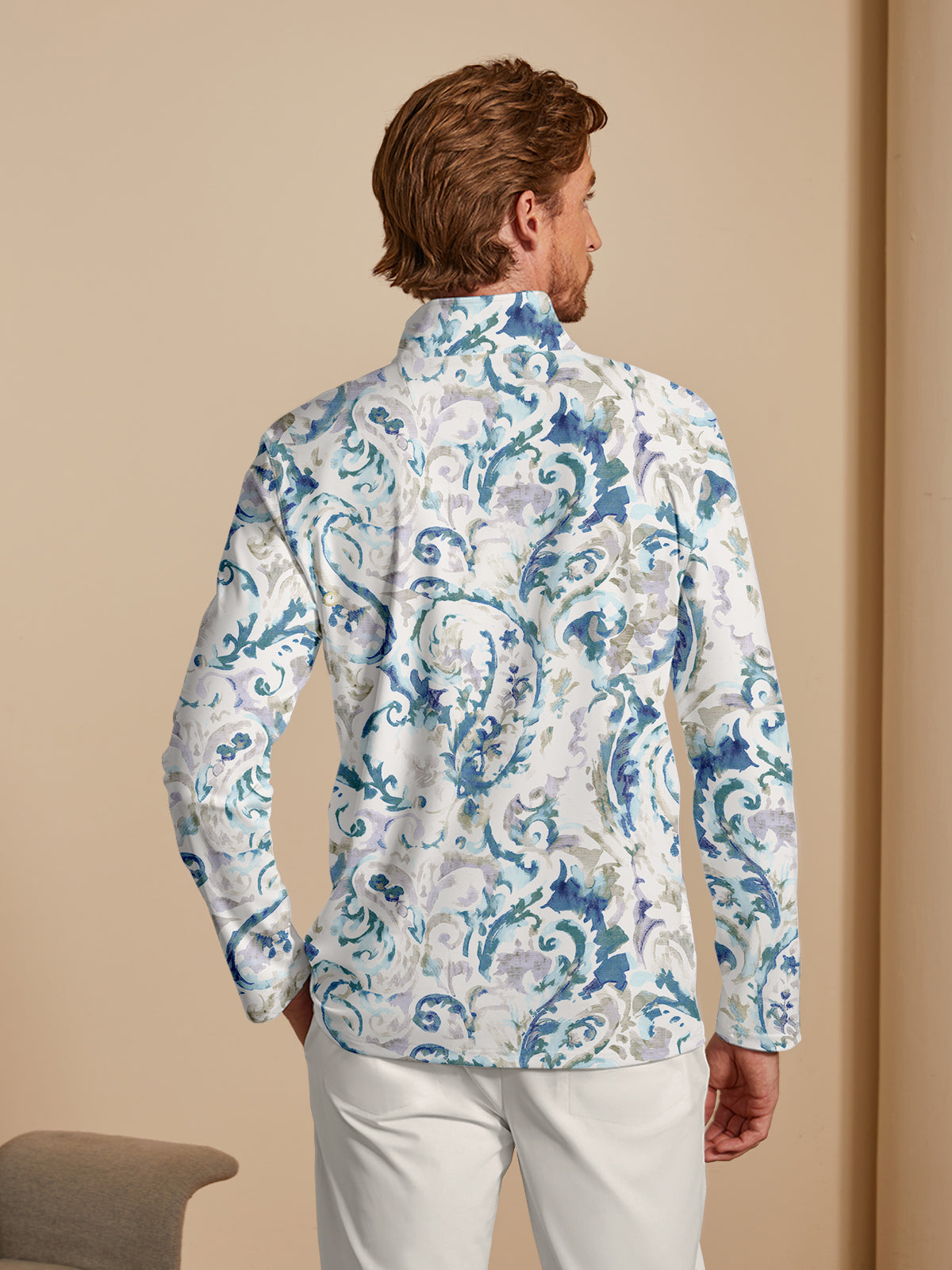 Botanical Energy Men's Lightweight Golf Shirt Quarterzip UPF50+