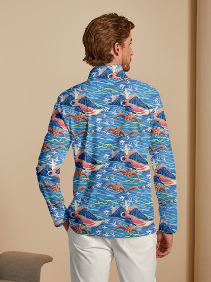Playful Nautical Men's Lightweight Golf Shirt Quarterzip UPF50+