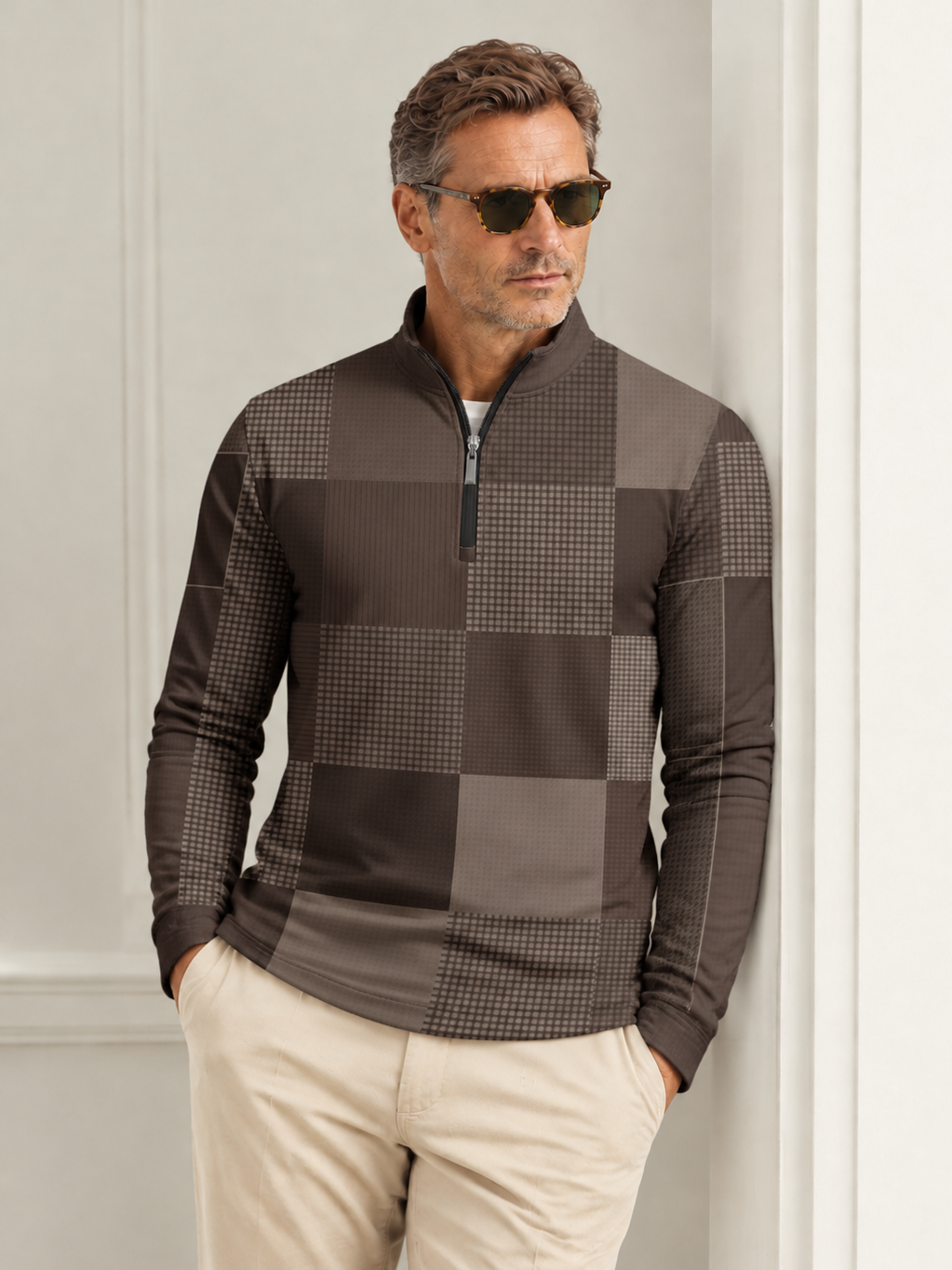 Fairway Patchwork Men's Lightweight Golf Shirt Quarterzip UPF50+