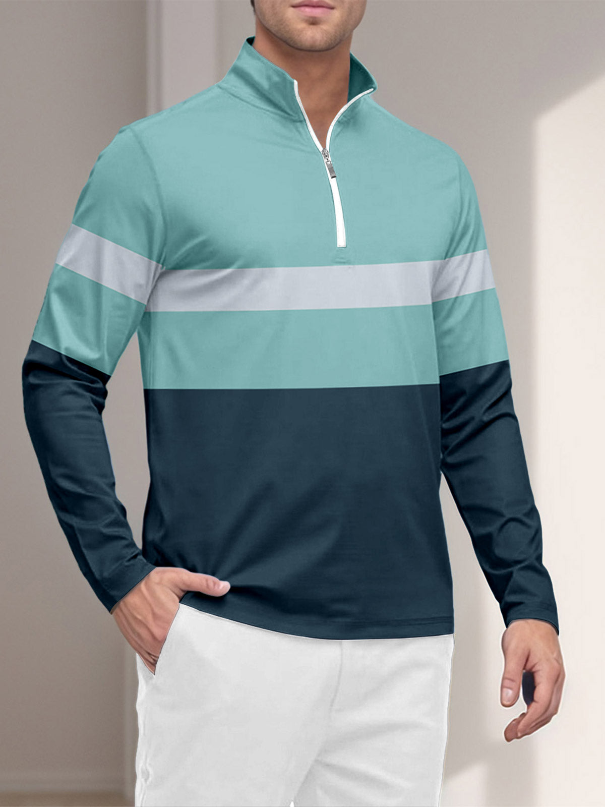 Playful Nautical Men's Golf Shirt Quarterzip UPF50+