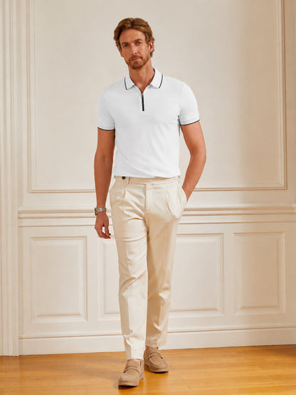 CotFlex Men's Piqué Cotton Blend Polo Top Quarterzip