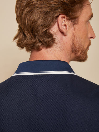 NudeMod Men's Cotton-Modal Polo Top Quarterzip