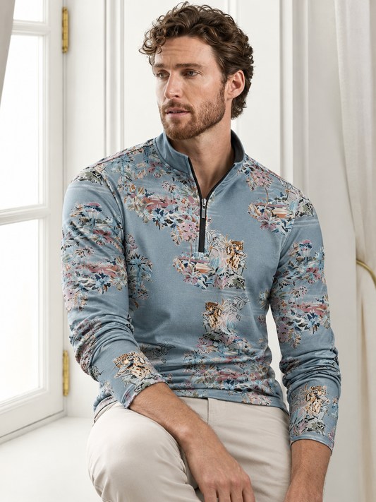 Botanical Energy Men's Lightweight Golf Shirt Quarterzip UPF50+