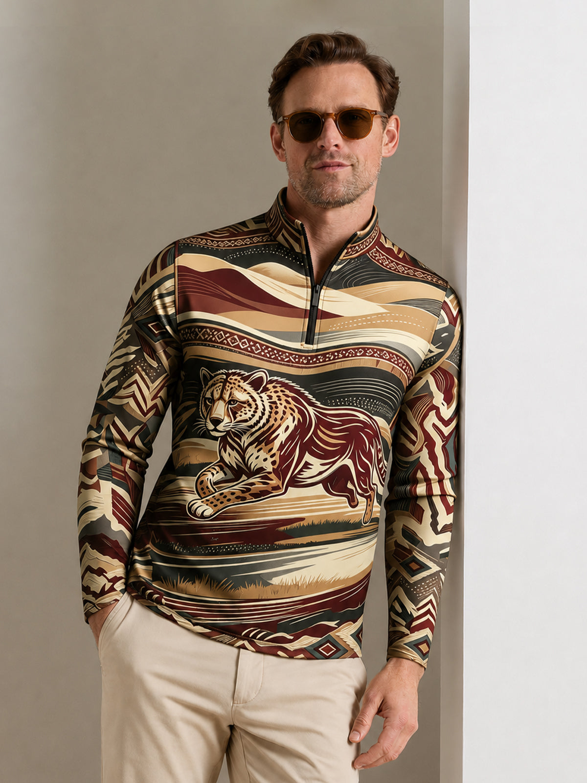 Wild Legends Men's Lightweight Golf Shirt Quarterzip UPF50+