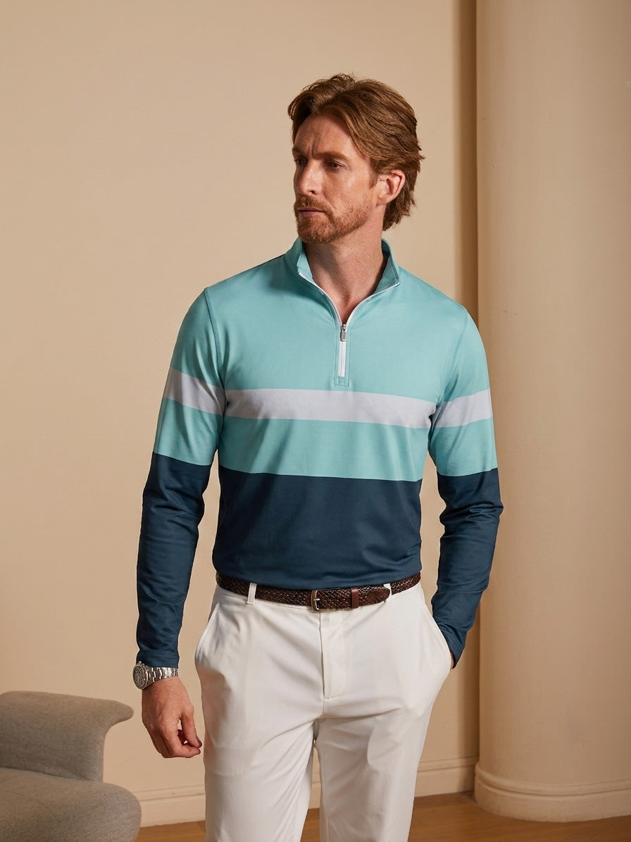 Playful Nautical Men's Golf Shirt Quarterzip UPF50+