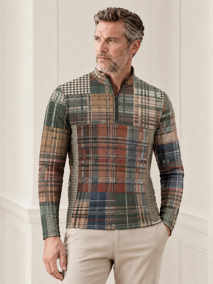 Fairway Patchwork Men's Lightweight Golf Shirt Quarterzip UPF50+