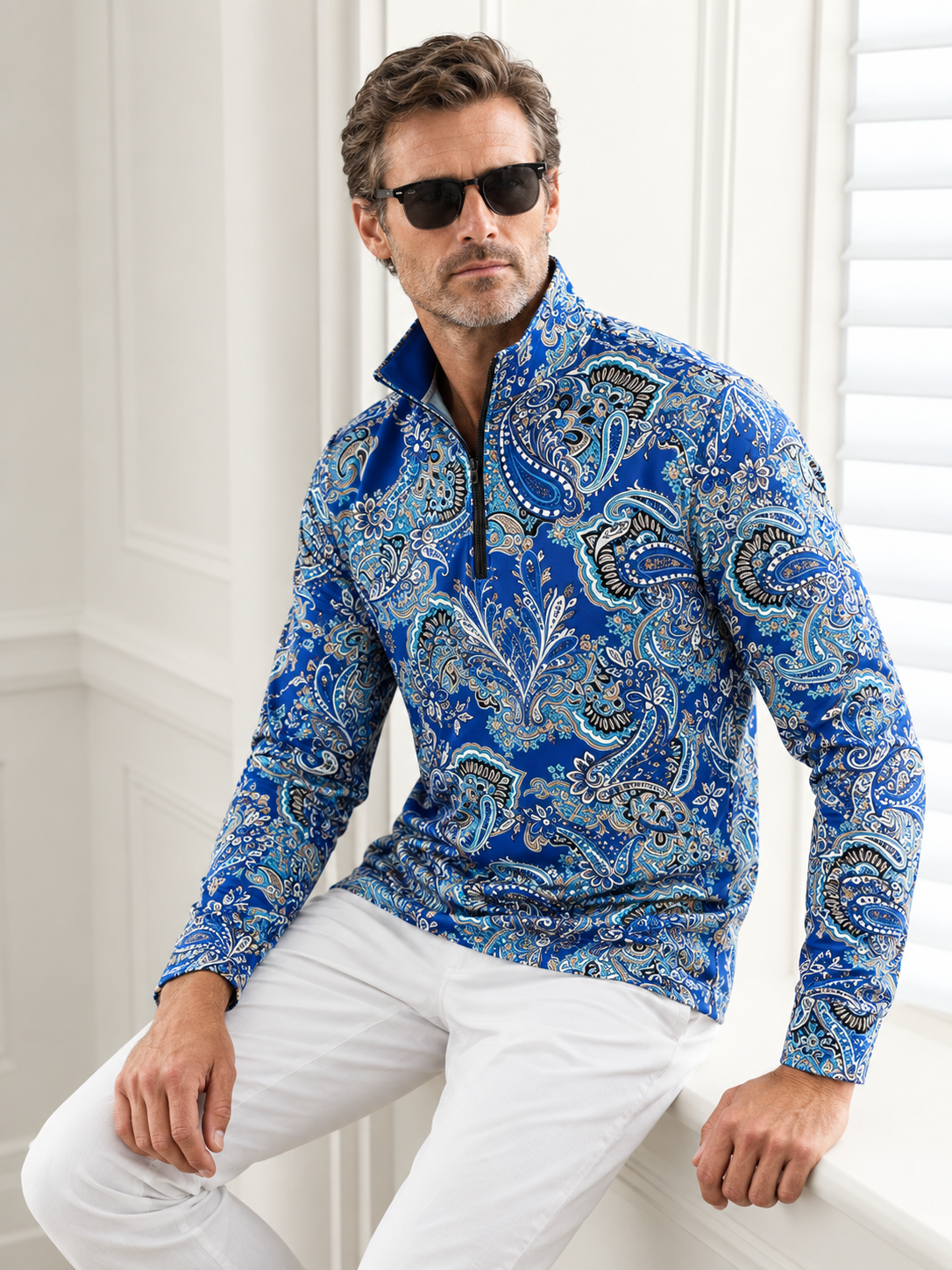 Paisley Heritage Men's Lightweight Golf Shirt Quarterzip UPF50+