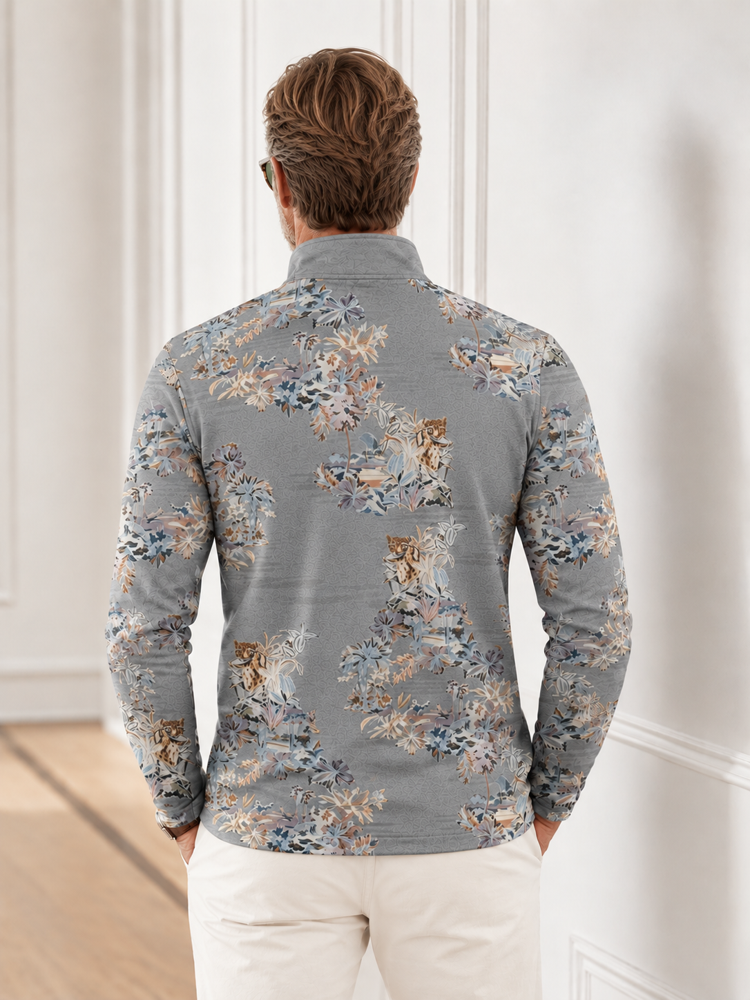 Botanical Energy Men's Lightweight Golf Shirt Quarterzip UPF50+