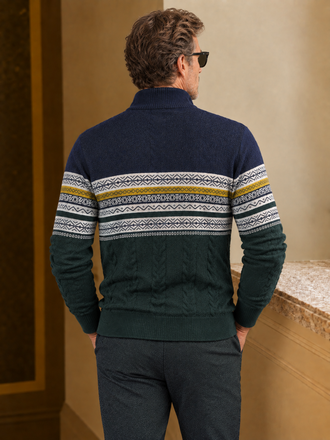 More Than Basic Men's Midweight Golf Quarter Zip Sweater