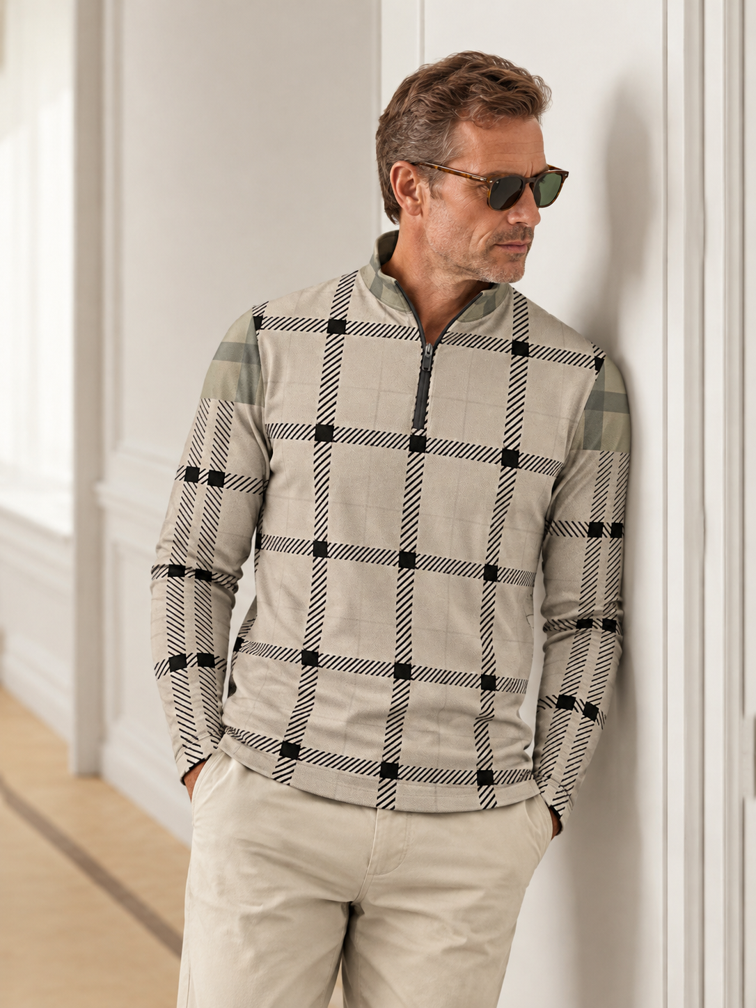Fairway Patchwork Men's Lightweight Golf Shirt Quarterzip UPF50+