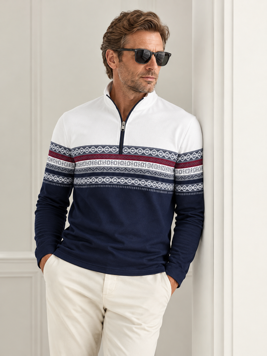 Playful Nautical Men's Lightweight Golf Shirt Quarterzip UPF50+