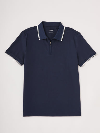 NudeMod Men's Cotton-Modal Polo Top Quarterzip