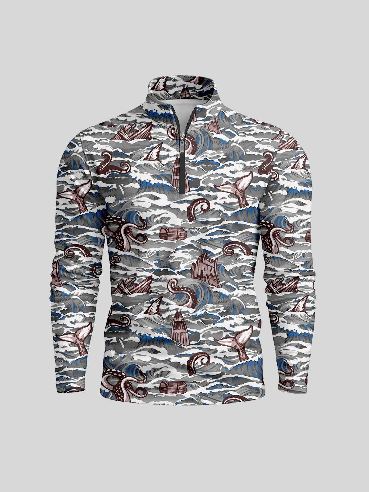 Playful Nautical Men's Lightweight Golf Shirt Quarterzip UPF50+