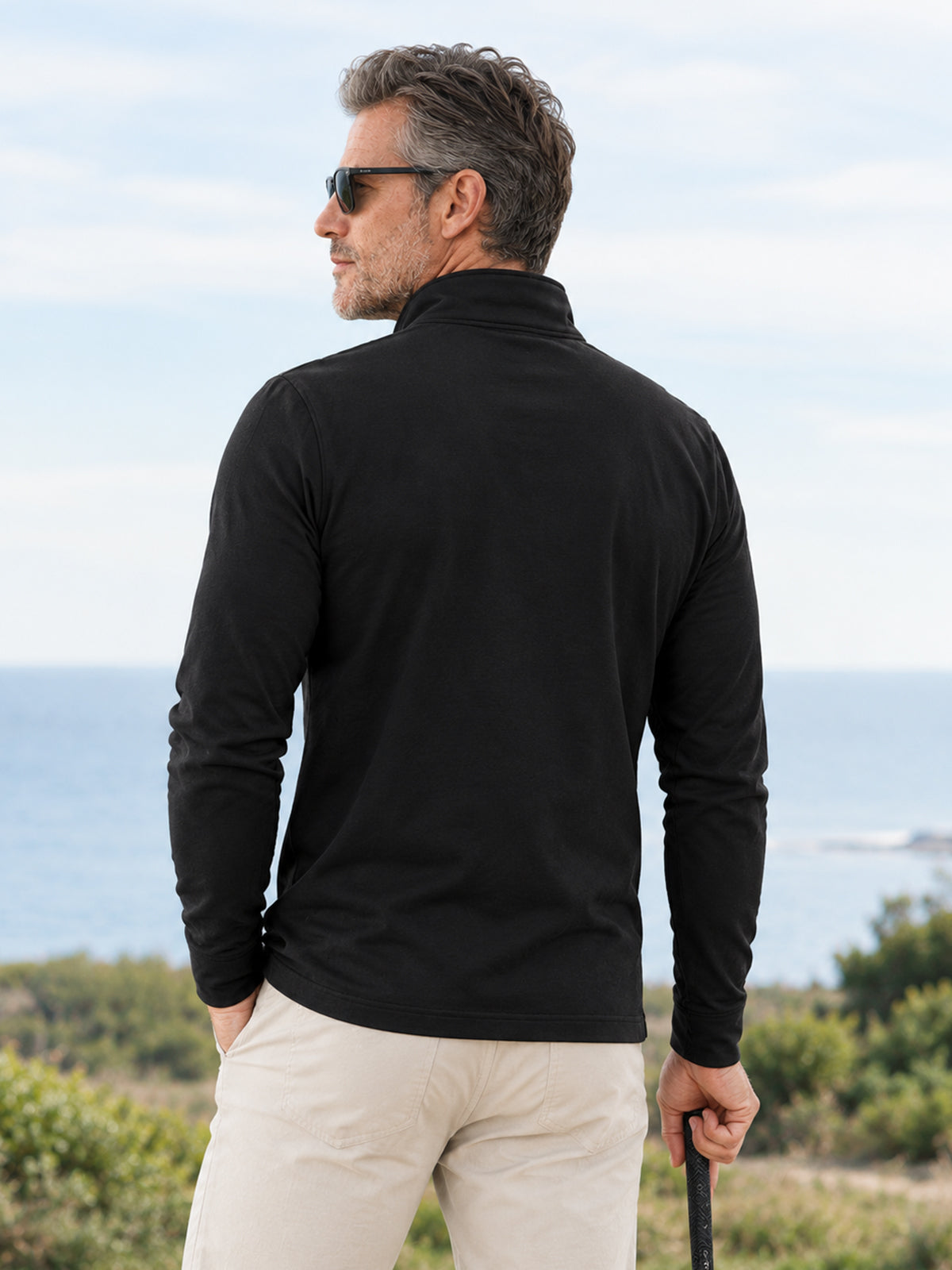 Botanical Energy Men's Lightweight Colorblock Golf Shirt Quarterzip UPF50+