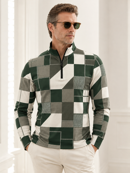 Fairway Patchwork Men's Lightweight Golf Shirt Quarterzip UPF50+