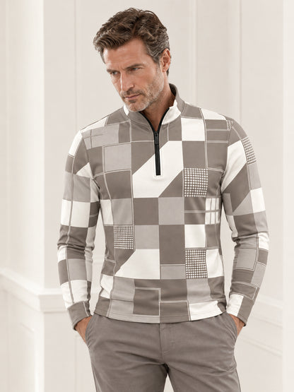 Fairway Patchwork Men's Lightweight Golf Shirt Quarterzip UPF50+