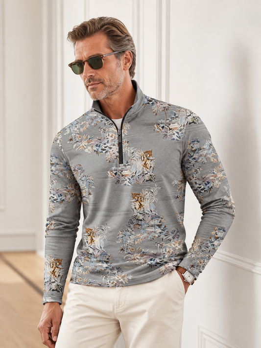 Botanical Energy Men's Lightweight Golf Shirt Quarterzip UPF50+