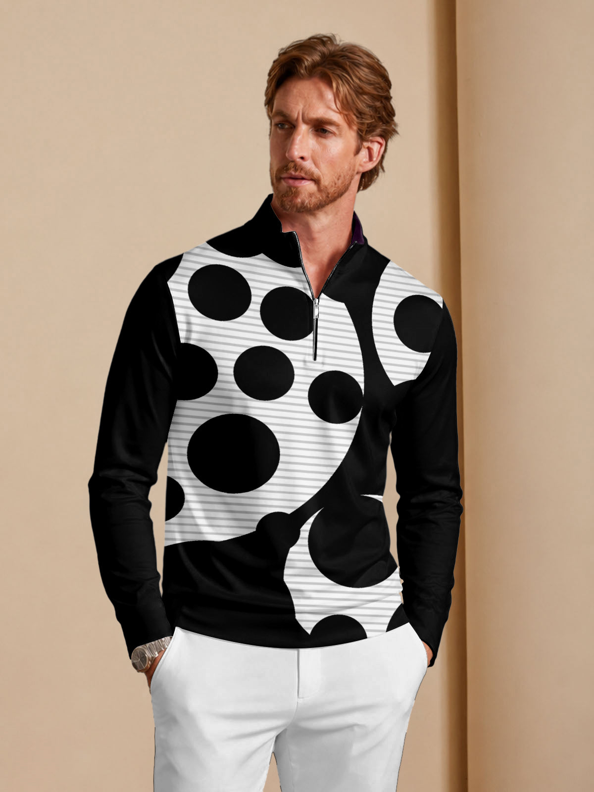 Not So Classic Men's Lightweight Colorblock Golf Shirt Quarterzip UPF50+