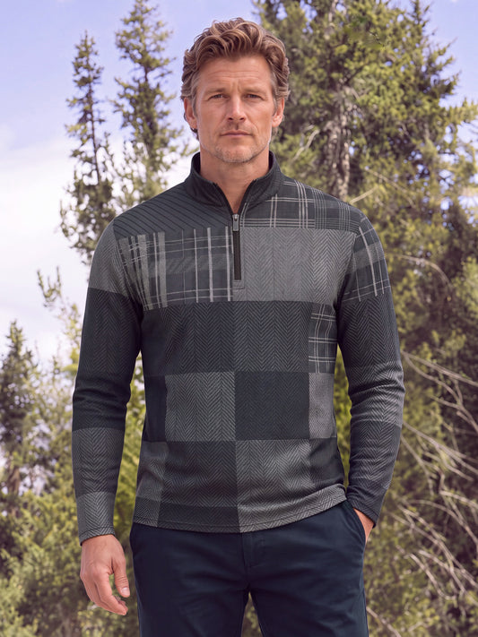 Fairway Patchwork Men's Lightweight Golf Shirt Quarterzip UPF50+