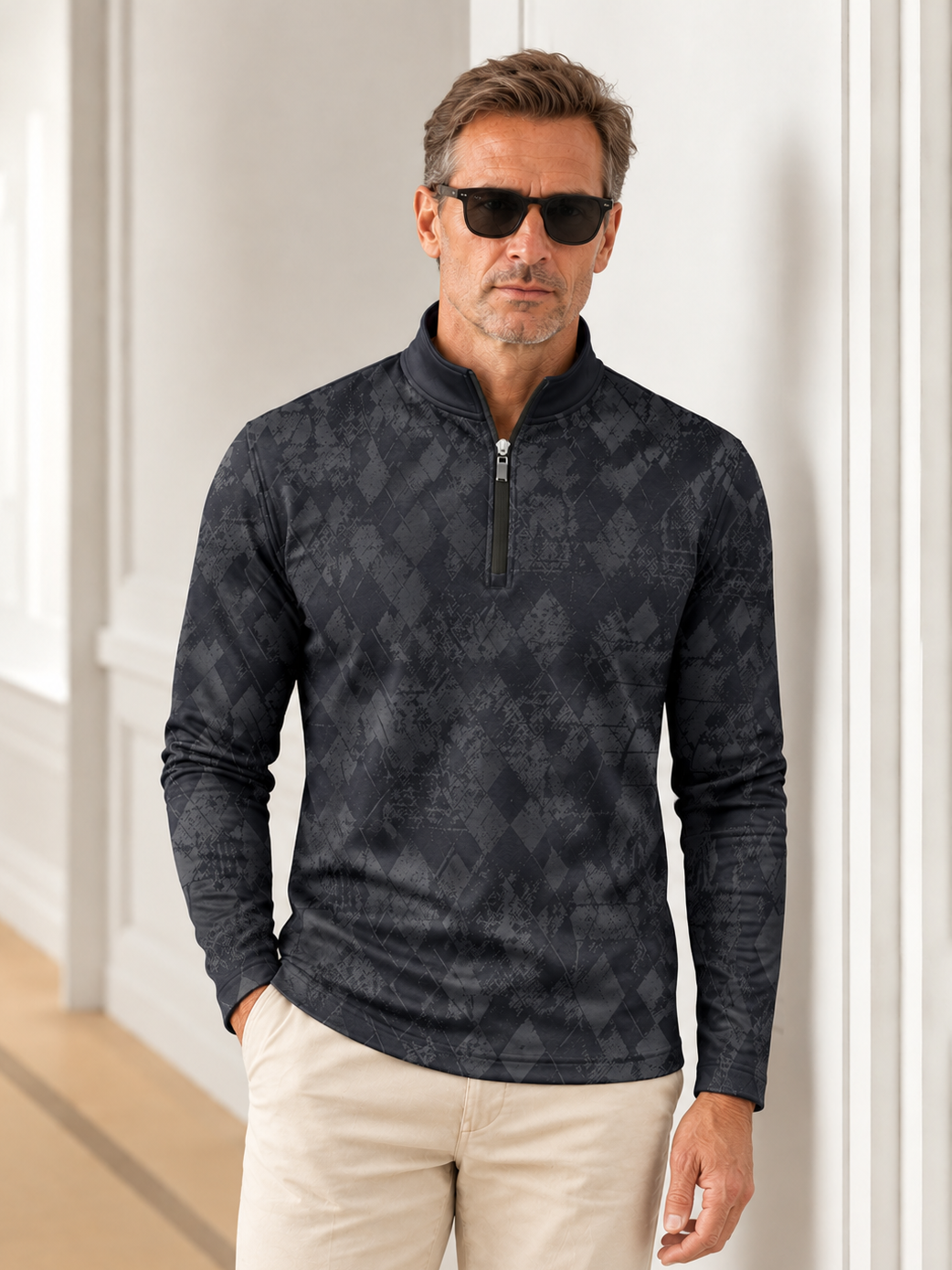 Fairway Patchwork Men's Lightweight Golf Shirt Quarterzip UPF50+