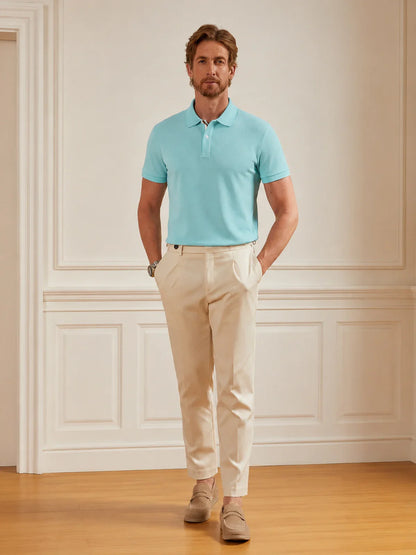 PearlTex Men's Cotton-Linen-Silk Polo Top